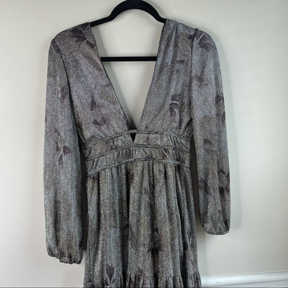 BA&SH metallic silver floral Lili Noir maxi dress - Picture 14 of 14